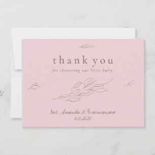 Light Pink Vielen Dank HandGezeichnet Blätter eleg Dankeskarte