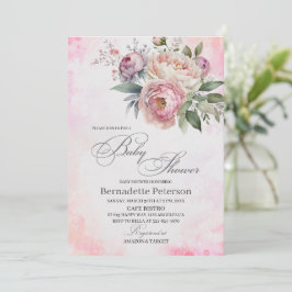 Light Pink Watercolor Blume Kinderdusche Einladung