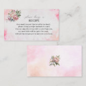 Light Pink Watercolor Blume Rezept Karte Bridal (Vorne/Hinten)