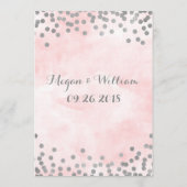 Light Pink Watercolor Silver Confetti Wedding Menu Menükarte (Rückseite)