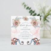 Light Pink Wavy Messy Bridal Dusche Einladung (Stehend Vorderseite)