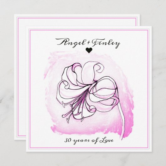 Light Pink & White Lily 30. Hochzeitstag (Vorne/Hinten)