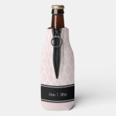 Light Pink White Marokcan #4 CB Black Name Wedding Flaschenkühler (Flasche Rückseite)