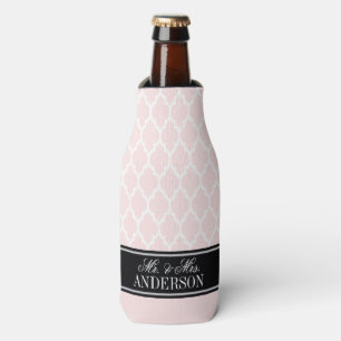 Light Pink White Marokcan #4 CB Black Name Wedding Flaschenkühler