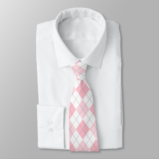 Light Pink & White Rauten Necktie Krawatte (Gebunden)