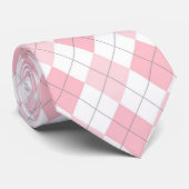 Light Pink & White Rauten Necktie Krawatte (Gerollt)