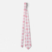 Light Pink & White Rauten Necktie Krawatte (Rückseite)