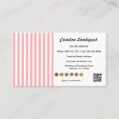Light Pink White Stripes QR Code Social Media Icon Visitenkarte (Vorderseite)