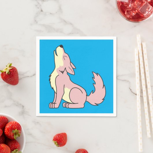 Light Pink Wolf Pup Howling Serviette (Beispiel)