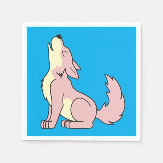 Light Pink Wolf Pup Howling Serviette (Vorderseite)