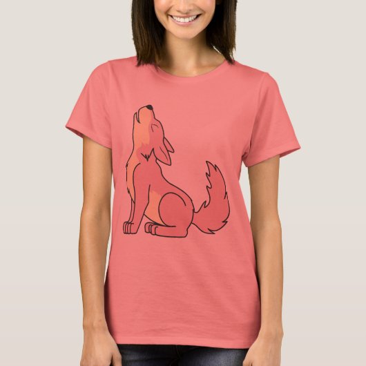 Light Pink Wolf Pup Howling T-Shirt (Vorderseite)