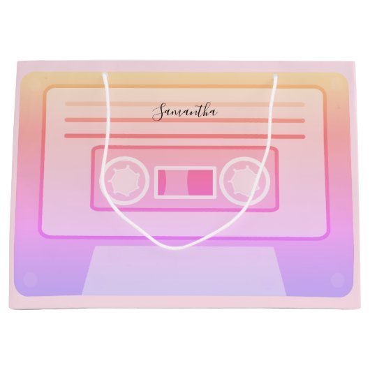 Light Pink Y2k 90s Retro Audio Cassette Custom Große Geschenktüte (Vorderseite)