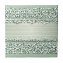 Light Pistachio Lace Look Keramik Tile