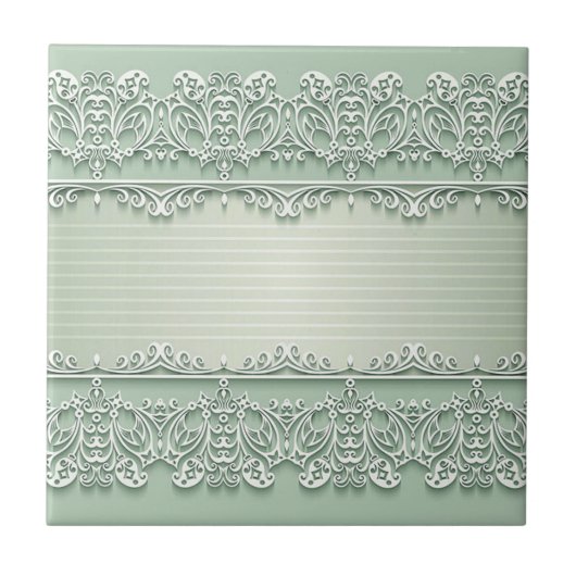 Light Pistachio Lace Look Keramik Tile Fliese (Vorderseite)