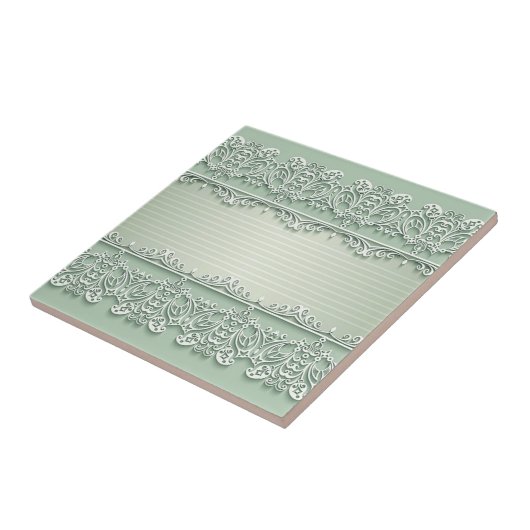 Light Pistachio Lace Look Keramik Tile Fliese (Seite)