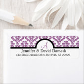 Light Plum Damask Wedding Monogram Address Labels (Insitu)