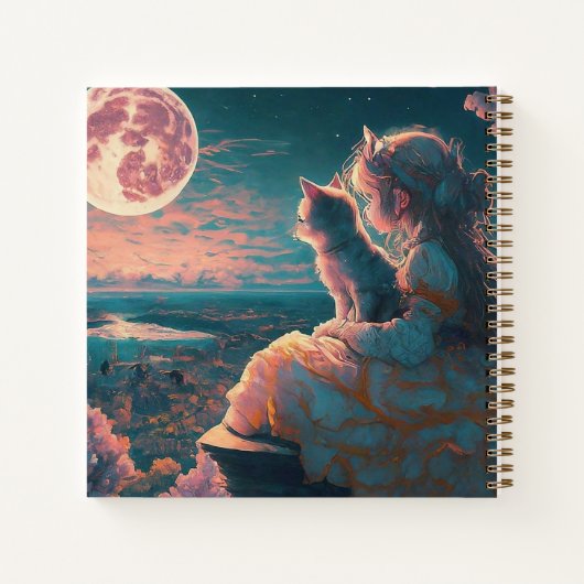 Light Princess and Cat Spiral Notebook Notizblock (Rückseite)