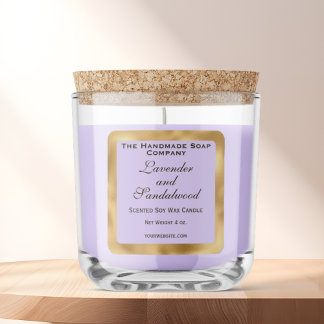 Light Purple and Gold Foil Candle Label Quadratischer Aufkleber