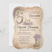 Light Purple and Gold Quince Rustic Horse Birthday Einladung (Vorderseite)