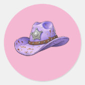 Light Purple Cowgirl Hat-Pink Background Runder Aufkleber (Vorderseite)