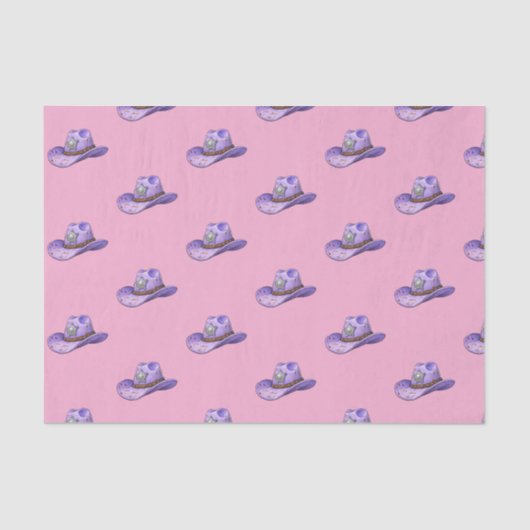 Light Purple Cowgirl Hat-Pink Background Seidenpapier (Vorderseite)