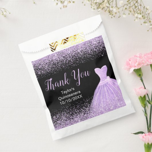 Light Purple Dress Faux Glitter Quinceanera Geschenktütchen (Versiegelt)