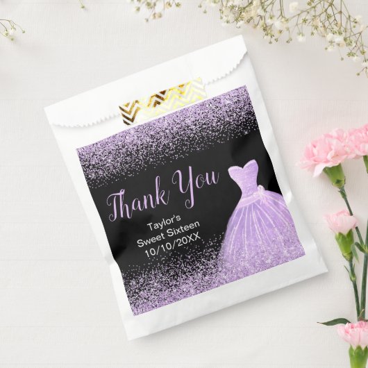 Light Purple Dress Faux Glitter Sweet 16 Birthday Geschenktütchen (Versiegelt)