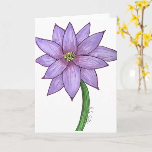 Light Purple Flower Blank Karte (Gelbe Blume)