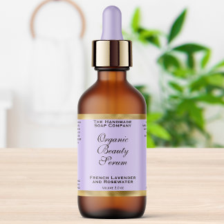 Light Purple & Gold Cosmetics Dropper Bottle Label