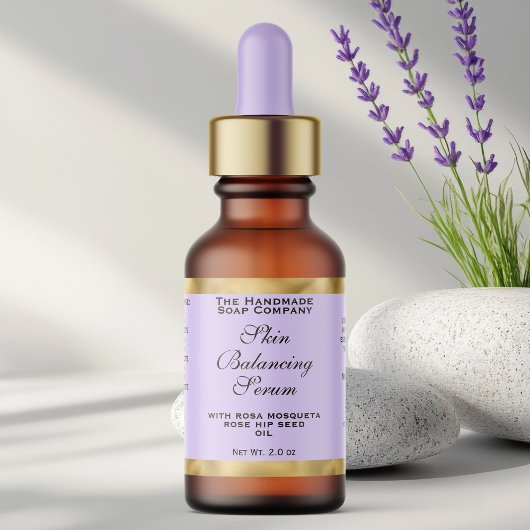 Light Purple & Gold Small Dropper Bottle Label  Adressaufkleber