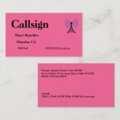 Light Red Amateur Radio Call Sign Visitenkarte (Vorne/Hinten)