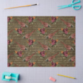 Light Red Birds and Blume on Brown Decoupage Seidenpapier (Basteln)