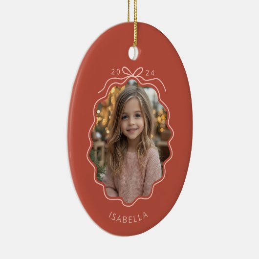 Light Red Blush Pink Foto Einfache Bow Ornament (Rechts)