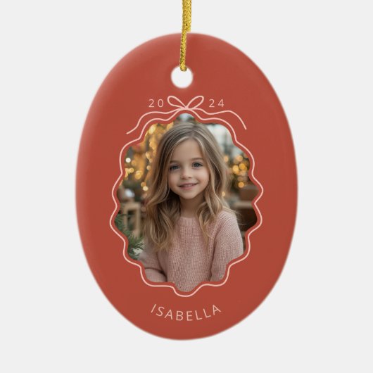 Light Red Blush Pink Foto Einfache Bow Ornament (Vorne)