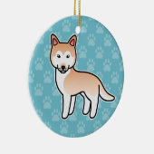 Light Red Cartoon Siberian Husky Keramik Ornament (Rechts)