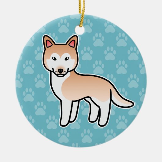 Light Red Cartoon Siberian Husky Keramik Ornament (Vorne)