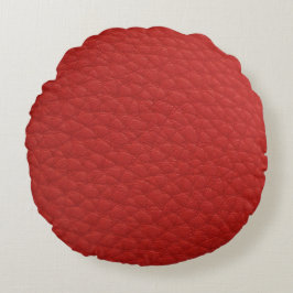 Light Red Leather Look Print Round Pilze Rundes Kissen