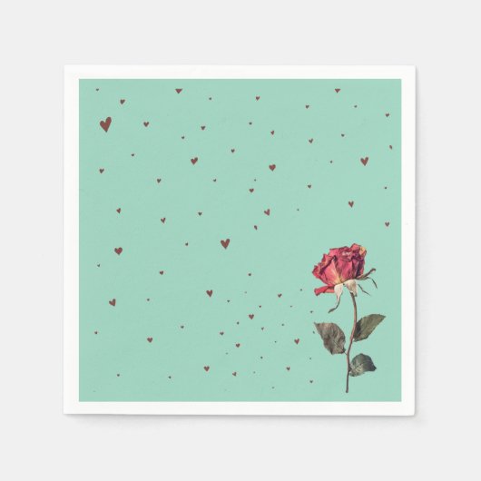 light red rose printed serviette (Vorderseite)