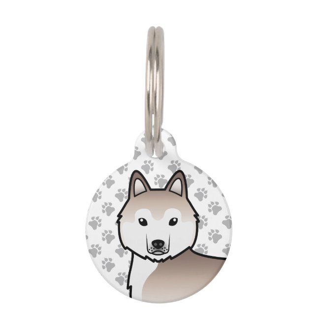 Light Red Siberian Husky Cartoon Dog Haustiermarke (Vorderseite)