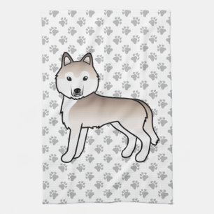 Light Red Siberian Husky Niedlich Cartoon Dog Geschirrtuch