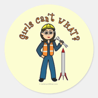 Light Rocket Scientil Girl Runder Aufkleber