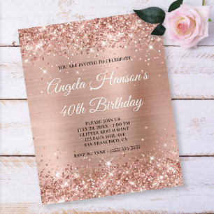 Light Rose Gold Glitzer 40. Geburtstag Paper Flyer