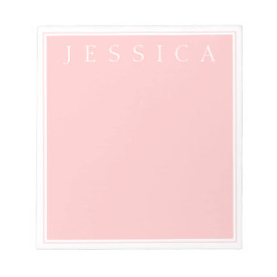 Light Rose Pink   Ihr Name in Weiß Notizblock