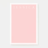 Light Rose Pink | Ihr Name in Weiß Post-it Klebezettel (Vorderseite)