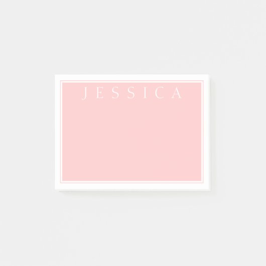 Light Rose Pink | Ihr Name in Weiß Post-it Klebezettel (Vorderseite)