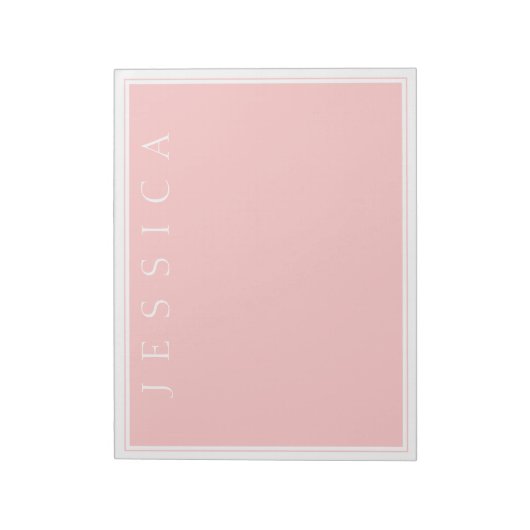Light Rose Pink | Ihr Name Notizblock (Rotiert)