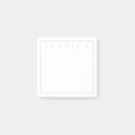 Light Rose Pink | Ihr Name Post-it Klebezettel (Vorderseite)