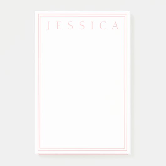 Light Rose Pink | Ihr Name Post-it Klebezettel (Vorderseite)