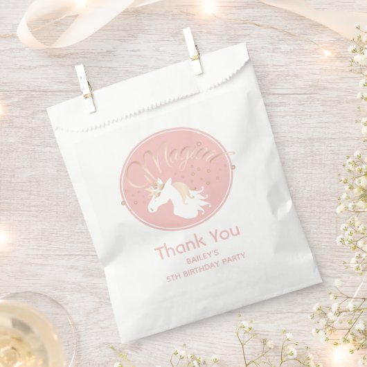Light Rose Pink White Magical Unicorn Vielen Dank Geschenktütchen (Ausgeschnitten)