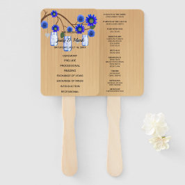 Light Rustic Blue Floral Mason Jars Wedding Fächer